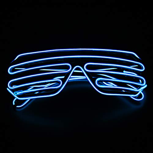 Neon El Wire LED Lighting Up Slotted Shutter Glasses Eyeglasses Eyewear , for Music Concert Live, Stage Performance Show,for Christmas Halloween Wild Party,Dance Ball,Crazy Parties, Raves (Azul 1)