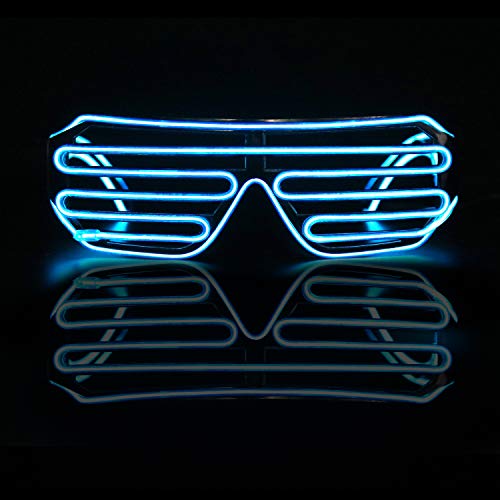 Neon El Wire LED Lighting Up Slotted Shutter Glasses Eyeglasses Eyewear , for Music Concert Live, Stage Performance Show,for Christmas Halloween Wild Party,Dance Ball,Crazy Parties, Raves (Azul 1)