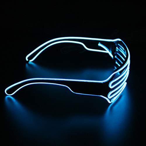 Neon El Wire LED Lighting Up Slotted Shutter Glasses Eyeglasses Eyewear , for Music Concert Live, Stage Performance Show,for Christmas Halloween Wild Party,Dance Ball,Crazy Parties, Raves (Azul 1)