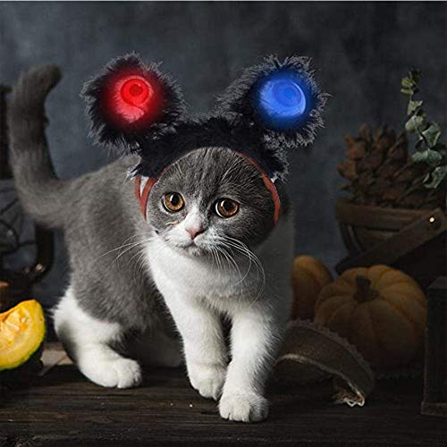 ner Tocado de Mascota de Halloween, Sombrero de decoración de Gato Monstruo de Ojos Grandes y Brillante de Navidad de Halloween, Adecuado para Todos los Gatos y Perros para Carnaval (S)