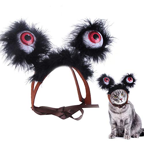 ner Tocado de Mascota de Halloween, Sombrero de decoración de Gato Monstruo de Ojos Grandes y Brillante de Navidad de Halloween, Adecuado para Todos los Gatos y Perros para Carnaval (S)