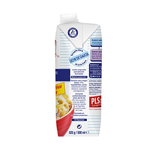 Nestlé Ideal - Leche Evaporada - 4 Paquetes de 500 ml