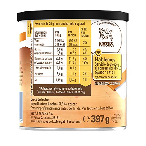 Nestlé La Lechera Dulce de leche, Leche condensada - Lata de leche condensada abre fácil - Caja de 12 x 397 g