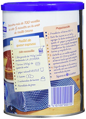 Nestlé La Lechera Leche condensada entera - Lata de leche condensada entera abre fácil - Caja de 12 x 740g