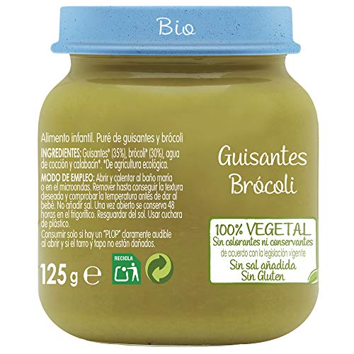 Nestlé Naturnes Bio Pure Guisantes Brócoli Para Bebés Desde 4 Meses  - Pack de 12 tarritos 125g