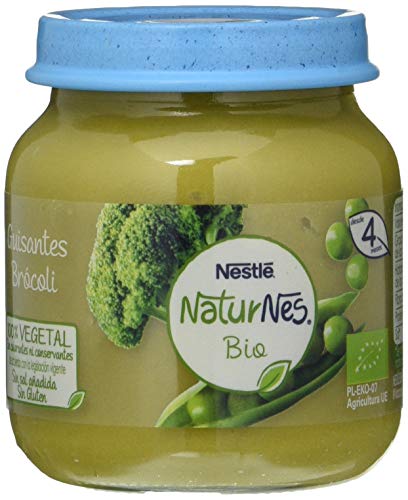 Nestlé Naturnes Bio Pure Guisantes Brócoli Para Bebés Desde 4 Meses  - Pack de 12 tarritos 125g