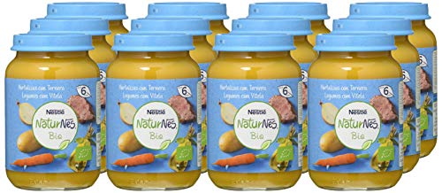 Nestlé Naturnes Bio Puré Hortalizas Con Ternera Tarrito Para Bebés Desde 6 Meses  - Pack de 12 tarritos 190g