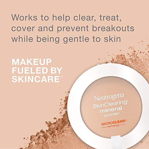 Neutrogena SkinClearing Mineral Acne-Concealing Pressed Powder Compact, Shine-Free & Oil-Absorbing Makeup with Salicylic Acid to Cover, Treat, & Prevent Breakouts, Chestnut 135,.38 oz