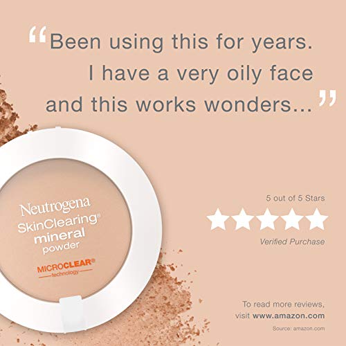 Neutrogena SkinClearing Mineral Acne-Concealing Pressed Powder Compact, Shine-Free & Oil-Absorbing Makeup with Salicylic Acid to Cover, Treat, & Prevent Breakouts, Chestnut 135,.38 oz