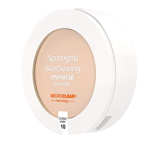 Neutrogena SkinClearing Mineral Acne-Concealing Pressed Powder Compact, Shine-Free & Oil-Absorbing Makeup with Salicylic Acid to Cover, Treat & Prevent Breakouts, Classic Ivory 10,.38 oz