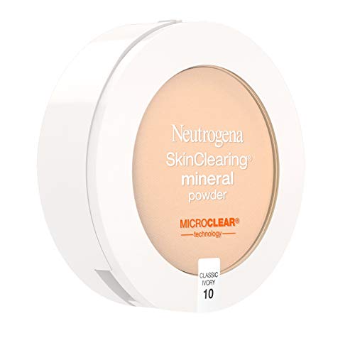 Neutrogena SkinClearing Mineral Acne-Concealing Pressed Powder Compact, Shine-Free & Oil-Absorbing Makeup with Salicylic Acid to Cover, Treat & Prevent Breakouts, Classic Ivory 10,.38 oz
