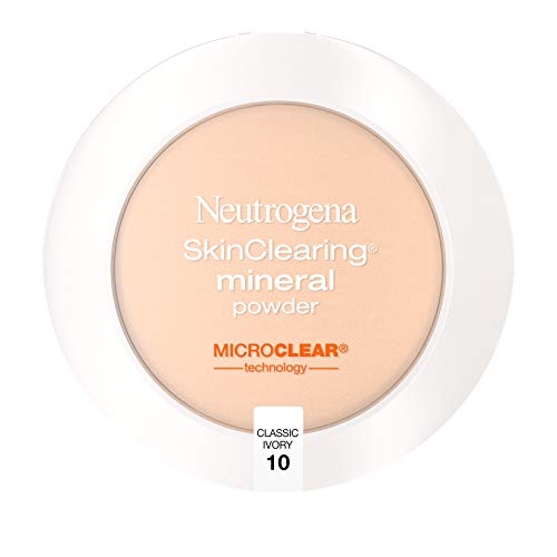 Neutrogena SkinClearing Mineral Acne-Concealing Pressed Powder Compact, Shine-Free & Oil-Absorbing Makeup with Salicylic Acid to Cover, Treat & Prevent Breakouts, Classic Ivory 10,.38 oz