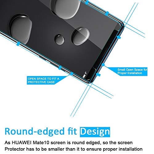NEW'C 2 Unidades, Protector de Pantalla para Huawei Mate 10, Antiarañazos, Antihuellas, Sin Burbujas, Dureza 9H, 0.33 mm Ultra Transparente, Vidrio Templado Ultra Resistente