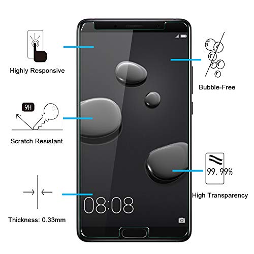 NEW'C 2 Unidades, Protector de Pantalla para Huawei Mate 10, Antiarañazos, Antihuellas, Sin Burbujas, Dureza 9H, 0.33 mm Ultra Transparente, Vidrio Templado Ultra Resistente