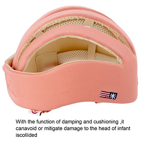 Newcomdigi Casco de Seguridad para Bebé Niño Infantil Gorra Antigolpe Sombrero para Proteger Cabeza Aprender Gatear Andar Caminar Correr Jugar Bicicleta con Ajustable Arnés de Protección Color Naranja