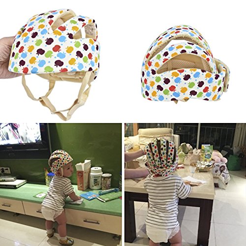 Newcomdigi Casco de Seguridad para Bebé Niño Infantil Gorra Antigolpe Sombrero para Proteger Cabeza Aprender Gatear Andar Caminar Correr Jugar Bicicleta con Ajustable Arnés de Protección Color Naranja
