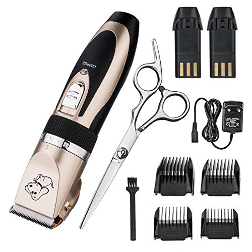 Newcomdigi Cortadoras Tranquilas de Pelo Recargables sin Cuerda para Mascotas Perros y Gatos, Botiquín de Cortapelos Profesionales para Animal Esquiladoras Inalámbricas Eléctricos Perros Clippers