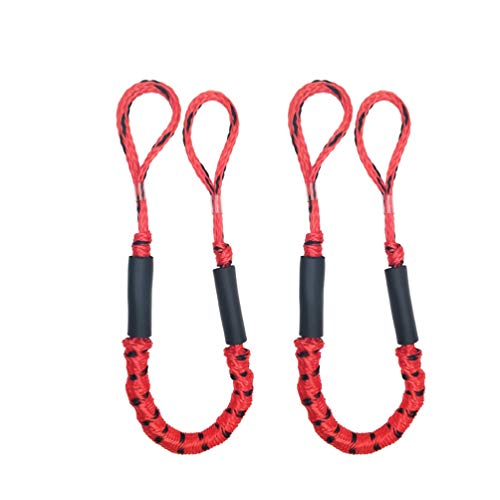 NEWXYX Muelle de 2 Piezas Muelle Bungee Pier 4-5.5 pies Cuerda de Amarre Remo Regalo de Hombre Accesorios de Barco Accesorios de pontón Jet ski (Puntos Rojos y Negros)