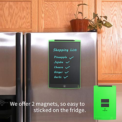 NEWYES 12" Tableta de Escritura LCD, Tableta gráfica, Ideal para hogar, Escuela u Oficina. Pilas Incluidas y 2 Imanes para la Nevera (Verde)
