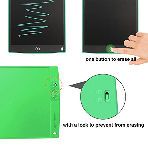 NEWYES 12" Tableta de Escritura LCD, Tableta gráfica, Ideal para hogar, Escuela u Oficina. Pilas Incluidas y 2 Imanes para la Nevera (Verde)
