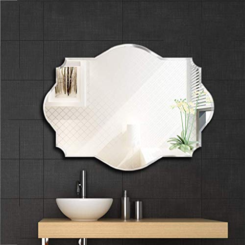 Nfudishpu Espejo Pared Biselado afeitarse/maquillar Espejo tocador Vidrio sin Marco con borpulido Patrón onúnico el hogar, el Dormitorio y la Sala Estar