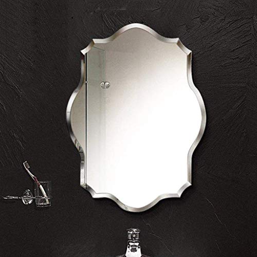 Nfudishpu Espejo Pared Biselado afeitarse/maquillar Espejo tocador Vidrio sin Marco con borpulido Patrón onúnico el hogar, el Dormitorio y la Sala Estar