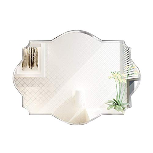 Nfudishpu Espejo Pared Biselado afeitarse/maquillar Espejo tocador Vidrio sin Marco con borpulido Patrón onúnico el hogar, el Dormitorio y la Sala Estar