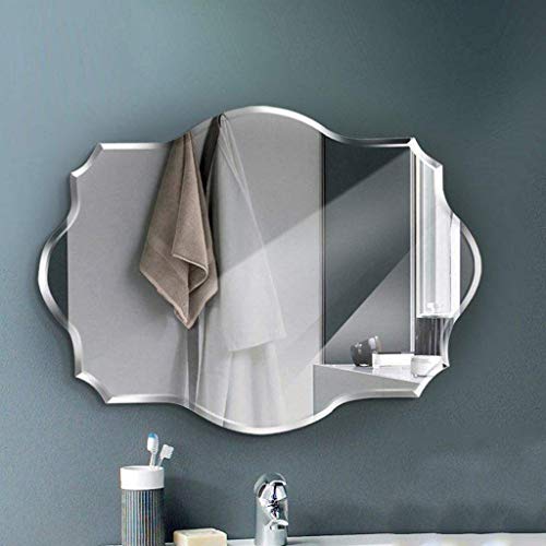 Nfudishpu Espejo Pared Biselado afeitarse/maquillar Espejo tocador Vidrio sin Marco con borpulido Patrón onúnico el hogar, el Dormitorio y la Sala Estar