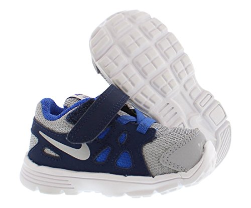 NiÃ±os de Nike del bebÃ© Revolution 2 (bebÃ© / niÃ±o) Lobo Gris / Lyon azul / negro / blanco zapatil