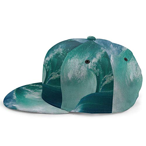 Nicokee Gorra de béisbol Ajustable con diseño de Ondas Marinas, Color Azul y Verde, para Hombres y Mujeres