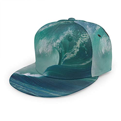 Nicokee Gorra de béisbol Ajustable con diseño de Ondas Marinas, Color Azul y Verde, para Hombres y Mujeres