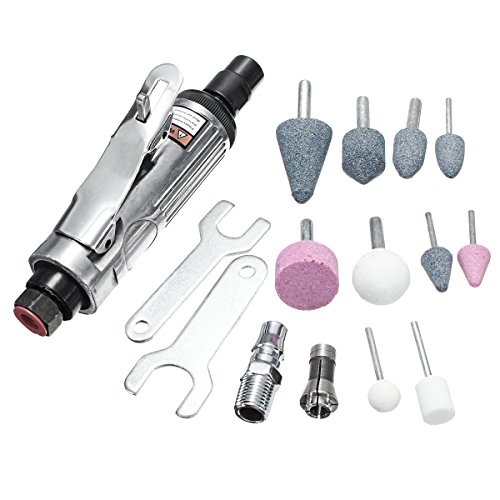 NICOLIE 16Pcs 1/4 Inch Coche Aire Compresor 90Psi Grinder Kit De Herramientas Rotativas con Piedras Y Estuche