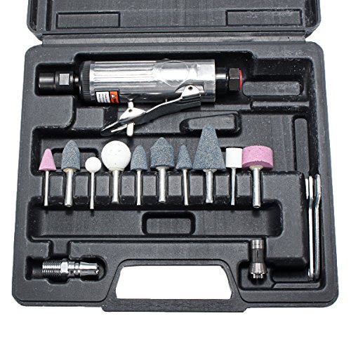 NICOLIE 16Pcs 1/4 Inch Coche Aire Compresor 90Psi Grinder Kit De Herramientas Rotativas con Piedras Y Estuche