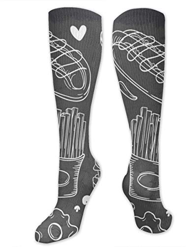 Nifdhkw French Fries Burger Sandwich calcetines deportivos divertidos para mujeres y hombres, calcetines de compresión para correr, viajes, Navidad