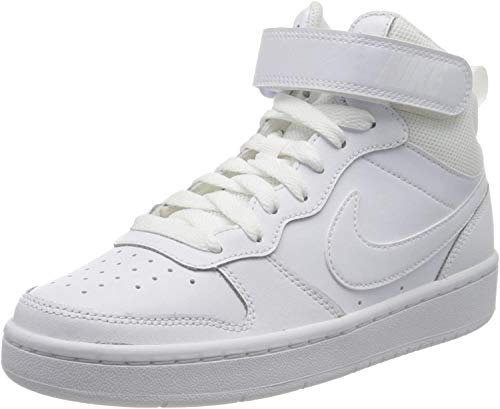 NIKE Court Borough Mid 2 (GS), Sneaker Unisex-Child, White/White-White, 38.5 EU