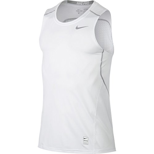NIKE Hyper Cool Fitted Camiseta-Hombre, Blanco/Plateado, M