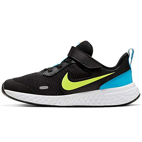Nike Revolution 5 (PSV), Walking Shoe Unisex-Child, Black/Lemon Venom/Laser Blue/Hyper Crimson/White, 32 EU