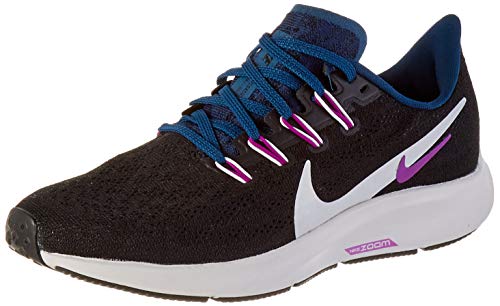 Nike Wmns Air Zoom Pegasus 36, Zapatillas para Correr para Mujer, Black/Summit White/Valerian Blue/Vivid Purple, 40 EU