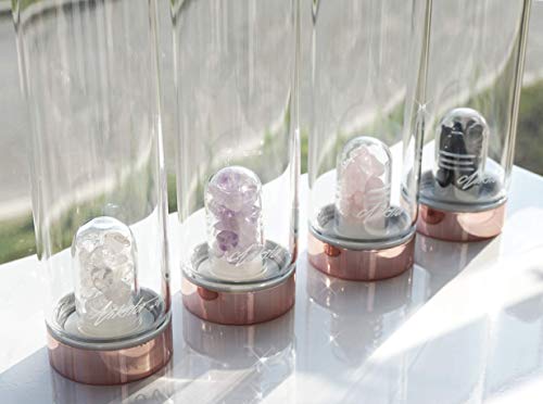 Nikita By Niki® - Botella de Agua de Cristal infundido | Tapa metálica de Metal Oro Rosa | Cuarzo Natural de curación Elixir de Lujo Reutilizable (500 ml), Amatista, 500 ml