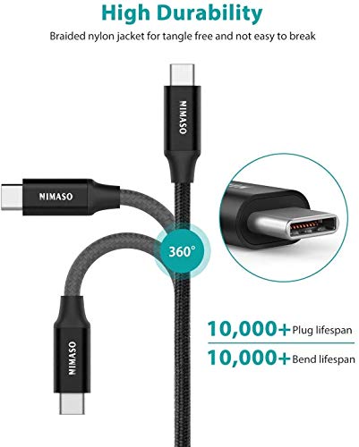 NIMASO Cable USB C a USB C PD 3.1 Gen 2,Cable USB Tipo C Carga Rápida 100W/10Gbps,Soporta Vídeo 4K@60HZ para iPad Pro 2020,Macbook Air 2020,Huawei MateBook,Xiaomi Notebook Air,Nexus 5X 6P,1M