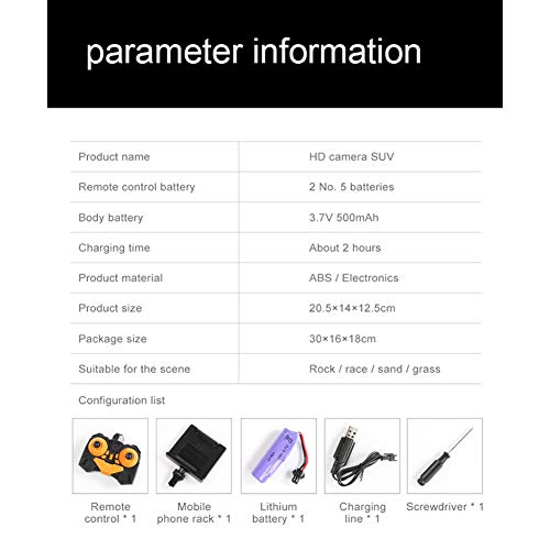 Niño RC Coche Control Remoto Vehículo Todoterreno Material De Aleación Vehículo De Cuatro Vías Control De Teléfono Móvil De Alta Velocidad Cámara De Transmisión De Imágenes En Tiempo Real 2.4Ghz