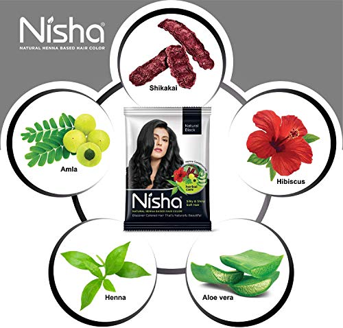 Nisha - Tinte de henna en polvo para cabello de color natural (10 g, 10 unidades)