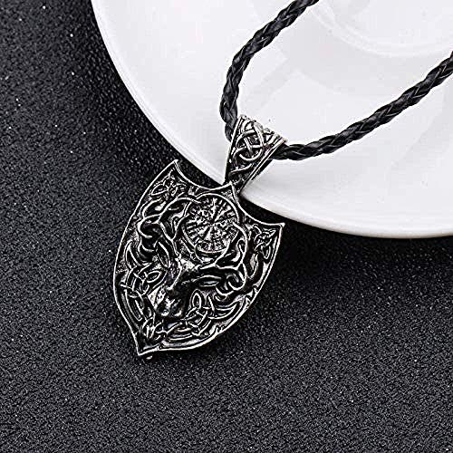 niuziyanfa Co.,ltd Beier Legendario Vikingo Aegishjalmur Amuleto Colgante Collar Grande Doble Ciervo Sekira Vikingo nórdico talismán Colgante Collar