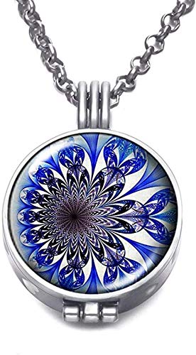 niuziyanfa Co.,ltd Mandala patrón Aroma medallón Collar Azul Arte Abstracto aromaterapia Aceite Esencial difusor Perfume Colgante joyería