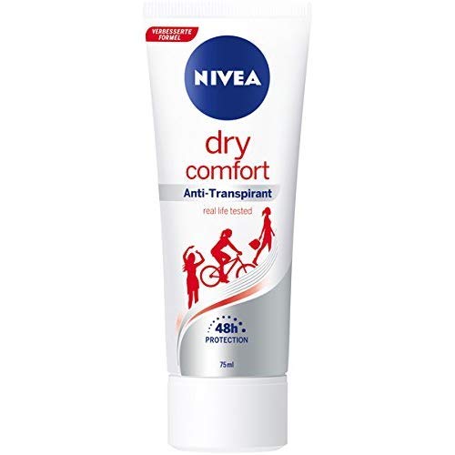Nivea Deo Crema para mujeres, antirreflejos, transpirant – , Tube, Dry Comfort, 6 pack (6 x 75 ml)