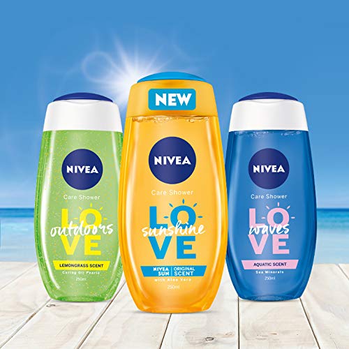 Nivea Love Splash - Gel de ducha (250 ml), gel de ducha refrescante con minerales marinos naturales, pH neutro para la piel con aroma a océano
