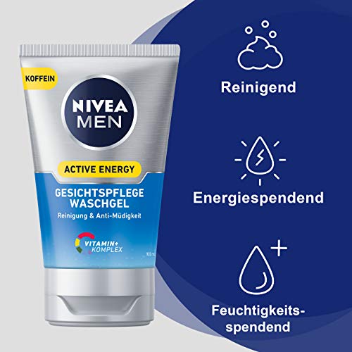 Nivea Men Active Energy Gel de cuidado facial, 100 mililitros
