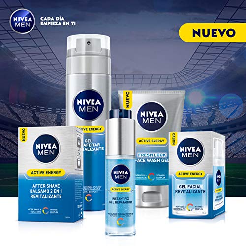 NIVEA MEN Active Energy Gel Facial Revitalizante (1 x 50 ml), con Vitamin+ Complex, gel hidratante facial para el cuidado de la piel del hombre