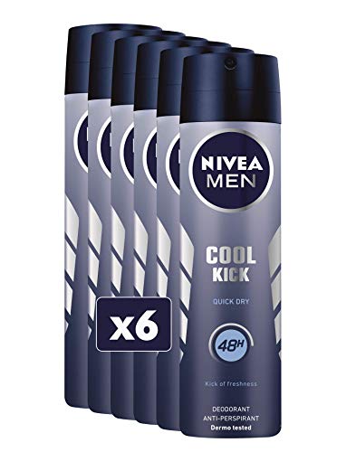 NIVEA Men Cool Kick Desodorante en spray, 6 paquetes de 150 ml