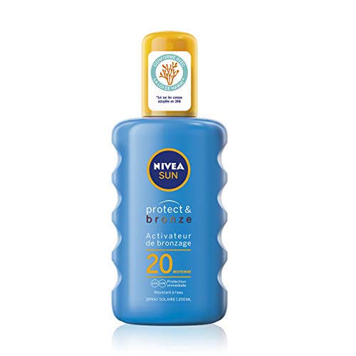 NIVEA SUN Spray solar activador de bronceado Protect & Bronze FPS 20 (1 x 200 ml), crema solar con protección solar UVA/UVB para un bronceado natural